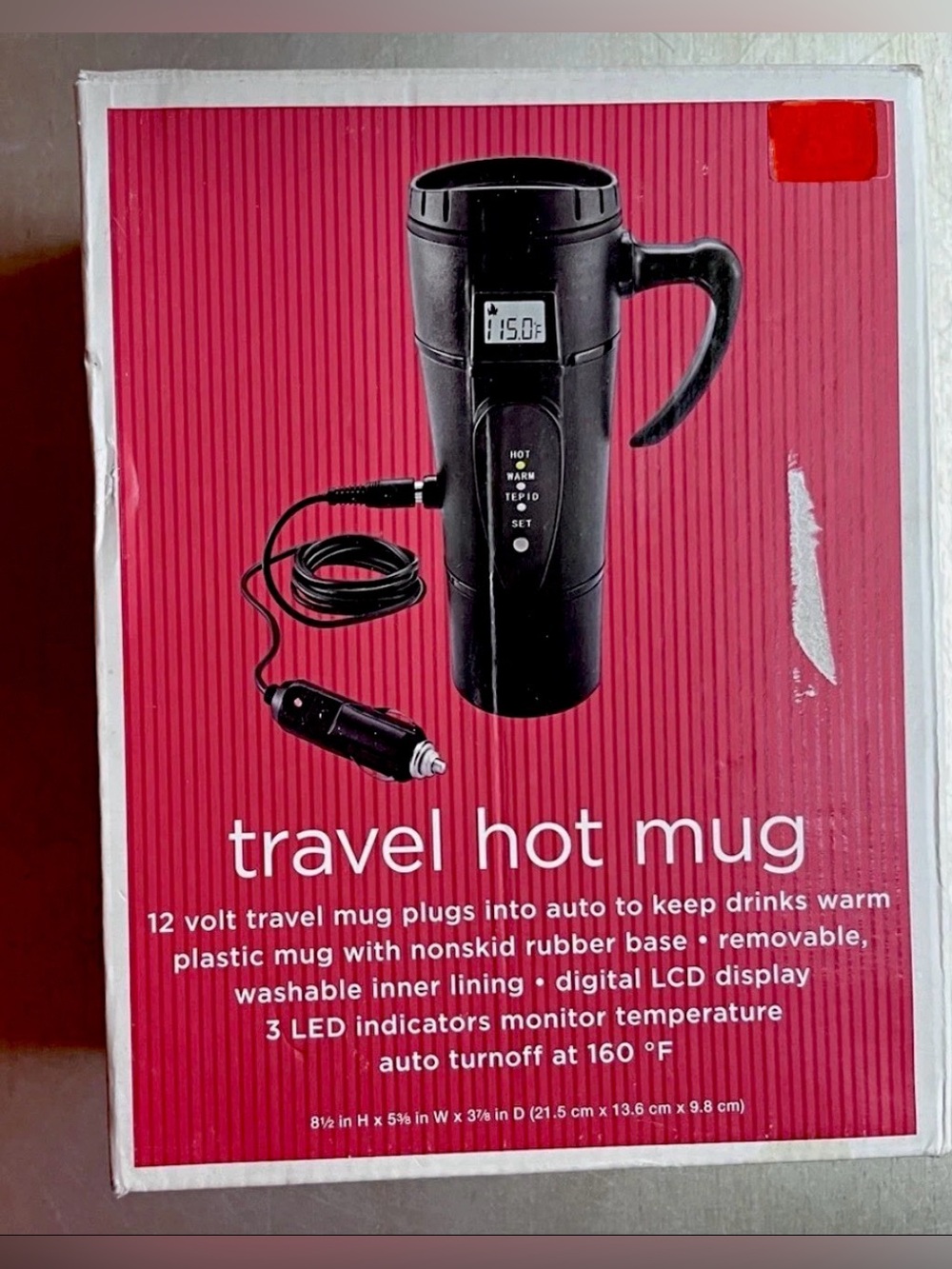 Target Commuter Hot Mug 16oz 12V Heated Travel Cup LCD Auto Shutoff NIB